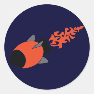 Rote Rakete Runder Aufkleber