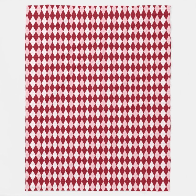 Rote Raute Crimson Pink Kleine Diamantform Fleecedecke (Vorderseite)