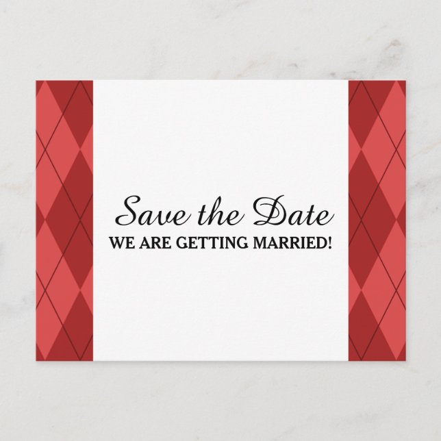 Rote Raute Save the Date Postkarte (Vorderseite)