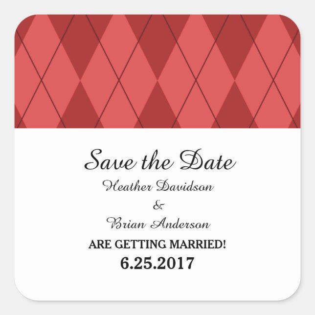 Rote Raute Save the Date Stickers (Vorderseite)