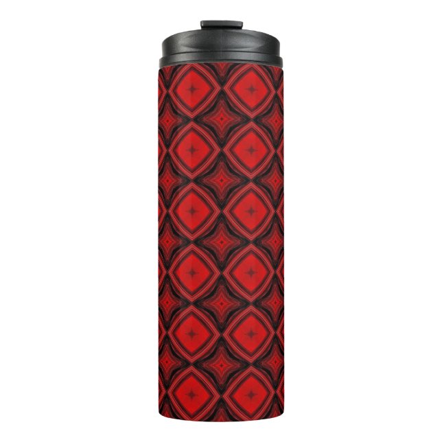 Rote rautenschwarze Kontrastgeometrie Thermosbecher (Vorderseite)