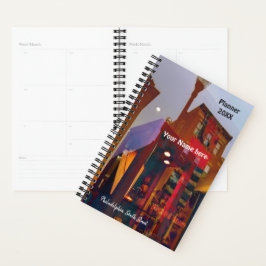 Rote Reflektionen auf den Straßen von Philadelphia Planer