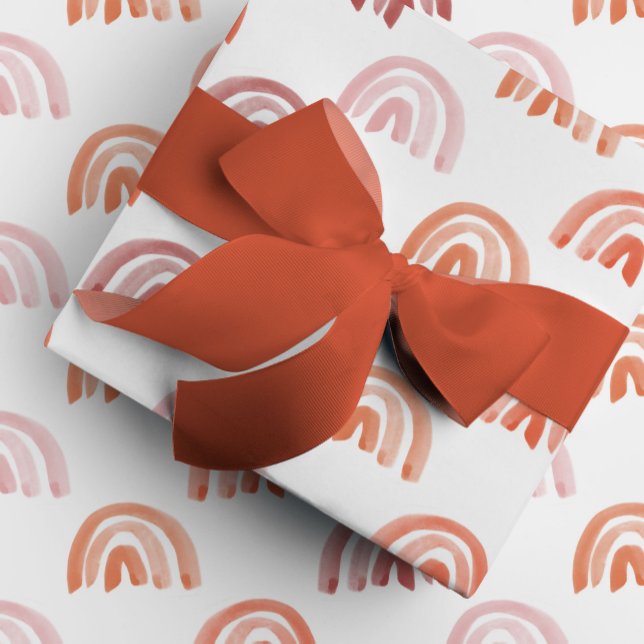 Rote Regenbogenrosen Geschenkpapier (Red watercolor rainbow rows gift wrapping paper.)
