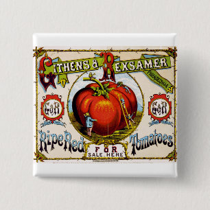 Rote reife Tomaten für Verkauf - Vintage Anzeige Button
