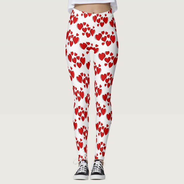 Rote reizende Harts Leggings (Vorderseite)