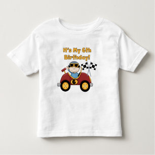 Rote Rennen-Auto-6. Geburtstags-T - Shirts und
