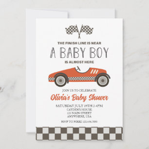 Rote Rennwagen-Baby-Party Einladung