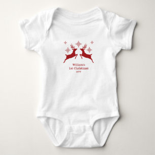 Rote Rentiere Mit Schneeflocken Und Benutzerdefini Baby Strampler