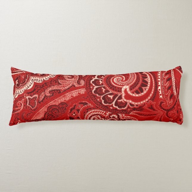 Rote Retro Paisley Bandanna/Bandana Seitenschläferkissen (Vorderseite)