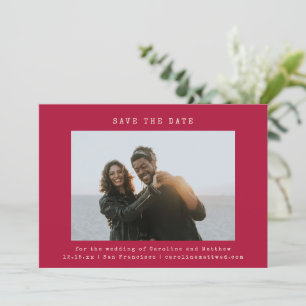Rote Retro-Schreibmaschinen-Schrift Hochzeitsfoto Save The Date