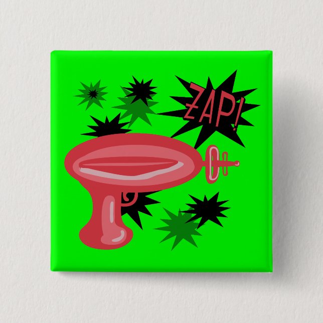 Rote Retro-Strahlpistole Button (Vorderseite)