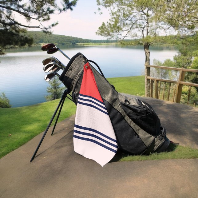 Rote Retro Streifen Golfhandtuch (Golf towel)