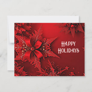Rote Ribbon floraler Weihnachtsfeiertag Postkarte
