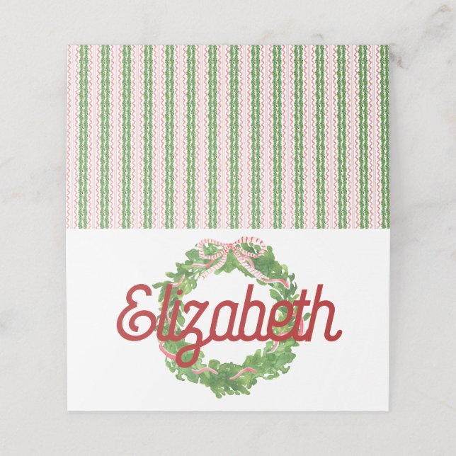 Rote Ribbon-Wreath-Platzkarte Platzkarte (Außenseite Aufgefaltet)