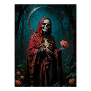 Rote Robe Santa Muerte Poster