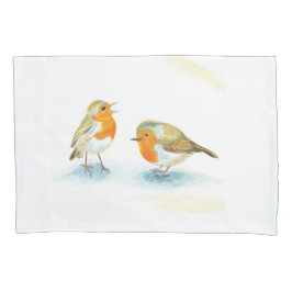 Rote Robins im Winter Kissenbezug