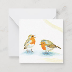 Rote Robins im Winter Mitteilungskarte