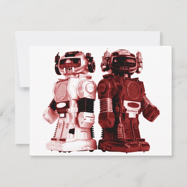 rote Roboter Einladung (Vorderseite)