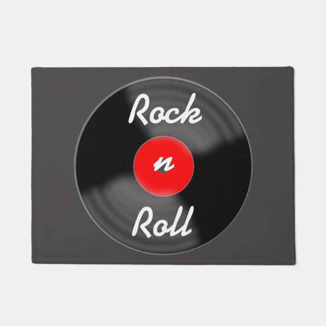 Rote Rock N Roll Schallplatten Fußmatte  (Vorderseite)