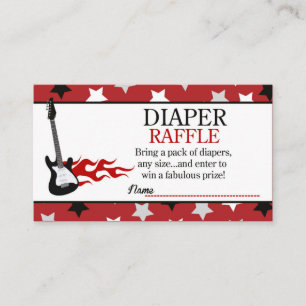 Rote Rock-Star-Baby-Shower-Windel-Raffle Begleitkarte