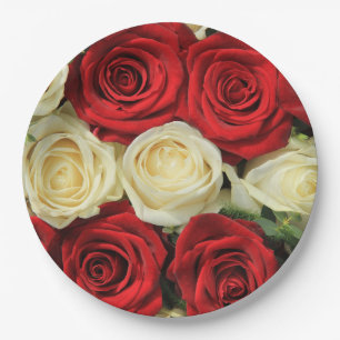 Rote romantische Rose Pappteller