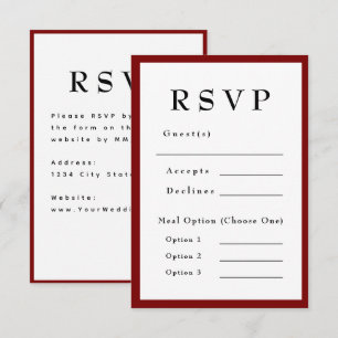 Rote romantische und zeitlose Hochzeits-RSVP RSVP Karte