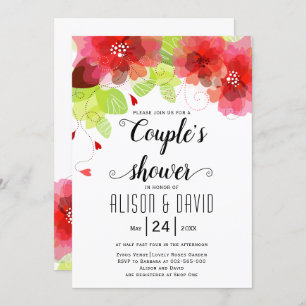 Rote, rosa ätherische Blume Hochzeitspaare duschen Einladung