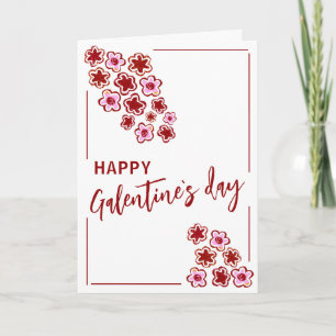 Rote rosa Blumen Galentine`s Tag Freunde Feiertagskarte