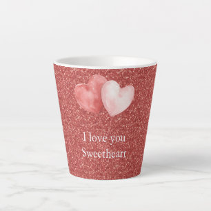 Rote rosa Herzballons Glitter Sweetheart Milchtasse