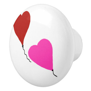 Rote rosa Herzballons Keramikknauf