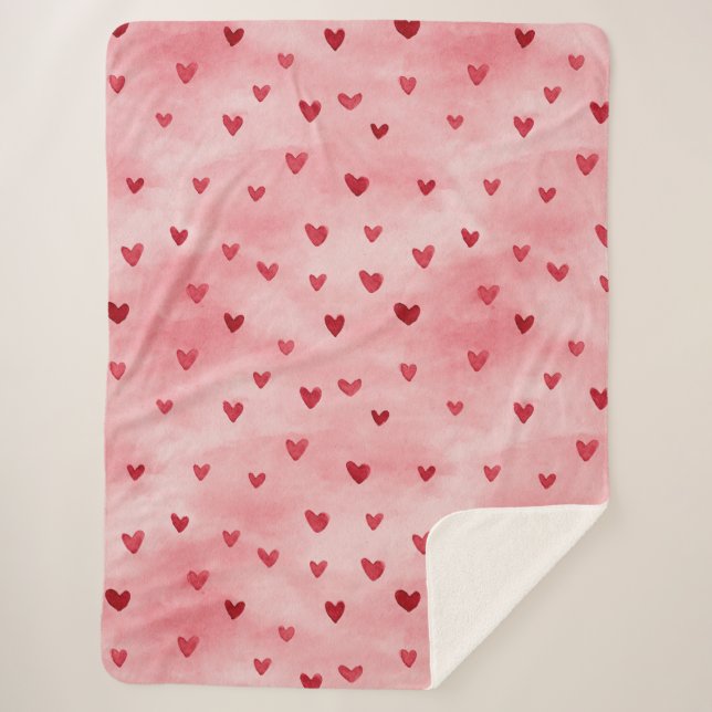 Rote rosa Herzen Liebe   Sherpadecke (Vorderseite)