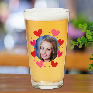 Rote rosa Liebesherzen Benutzerdefinierte Foto Per Glas