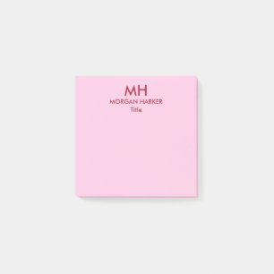Rote rosa minimale saubere Initialen Post-it Klebezettel