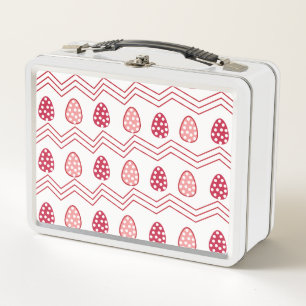 Rote rosa Ostereier Ostern Muster Metall Brotdose
