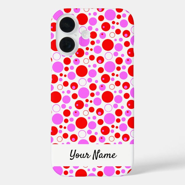 Rote rosa Punkte und Kreise editierbar Case-Mate iPhone Hülle (Rückseite)