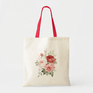 Rote rosa Rosen Blumen Tragetasche