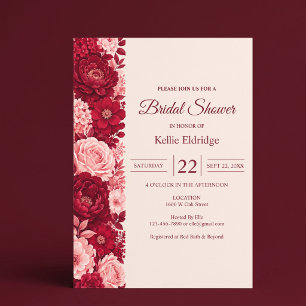 Rote rosa Rosen-Junggesellinnen-Abschiedsparty Einladung