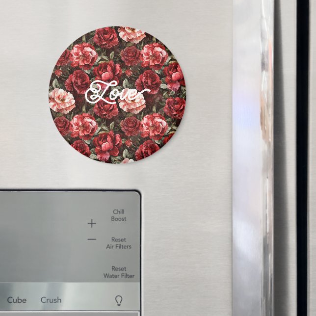 Rote rosa Rosenblumen   Magnet (In Situ (Kühlschrank))