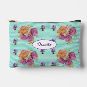 Rote rosa Rosenblumenmuster Aquamar Wasserfarbe Mä Zubehörtasche
