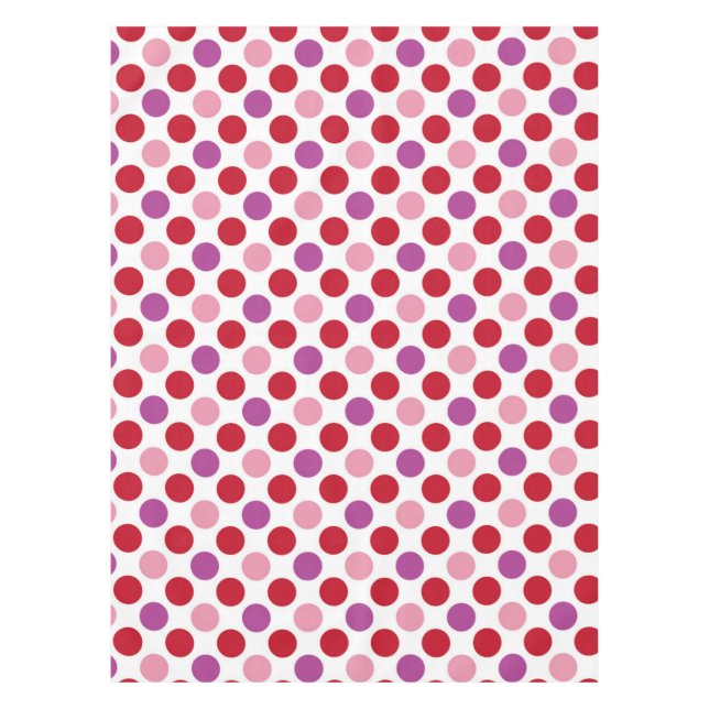 Rote, rosa und Lila Polka-Punkte Tischdecke (Vorderseite)