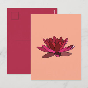 Rote rosa Wasserlilie Postkarte