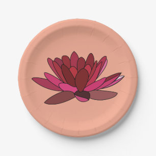 Rote rosa Wasserlilien-Party Pappteller