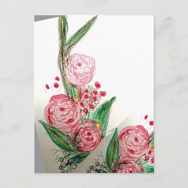 Rote Rosas Asymmetrisch Postkarte (Vorderseite)