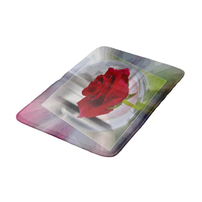 Rote Rose 2 Badematte (Schrägansicht)