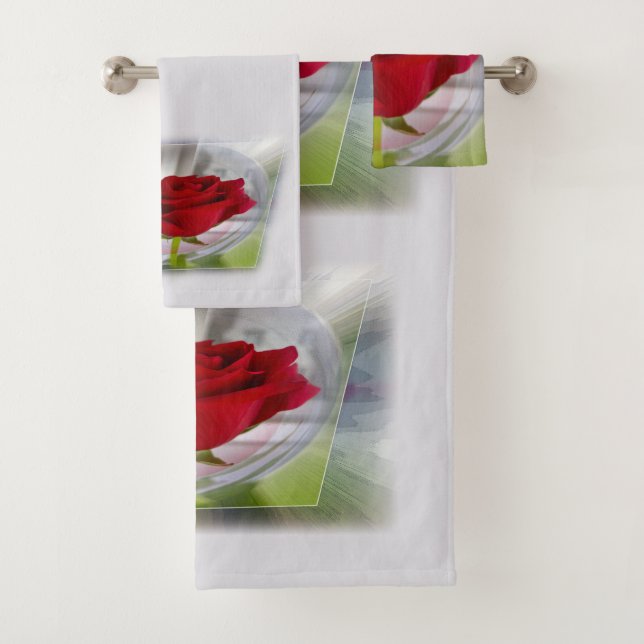 Rote Rose 2 Badhandtuch Set (Insitu)