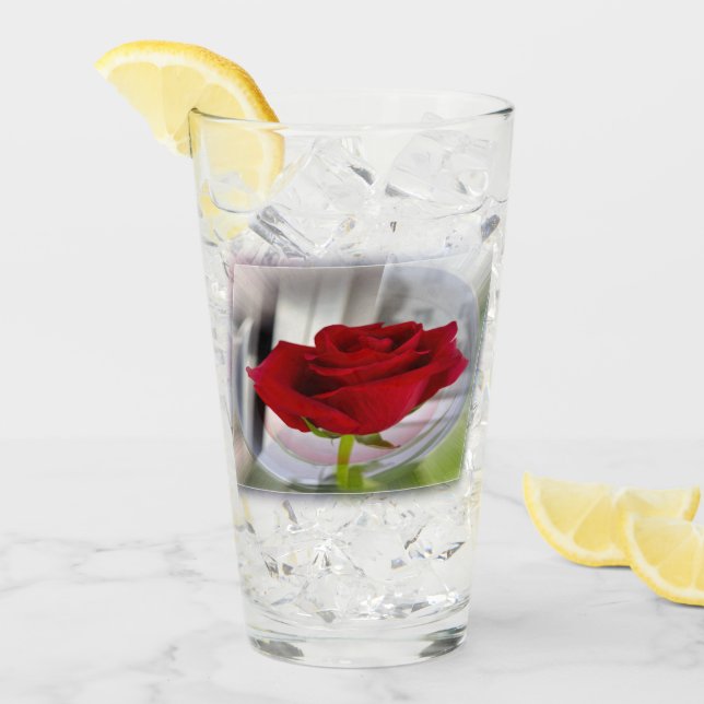 Rote Rose 2 Glas (Vorderseite Ice)
