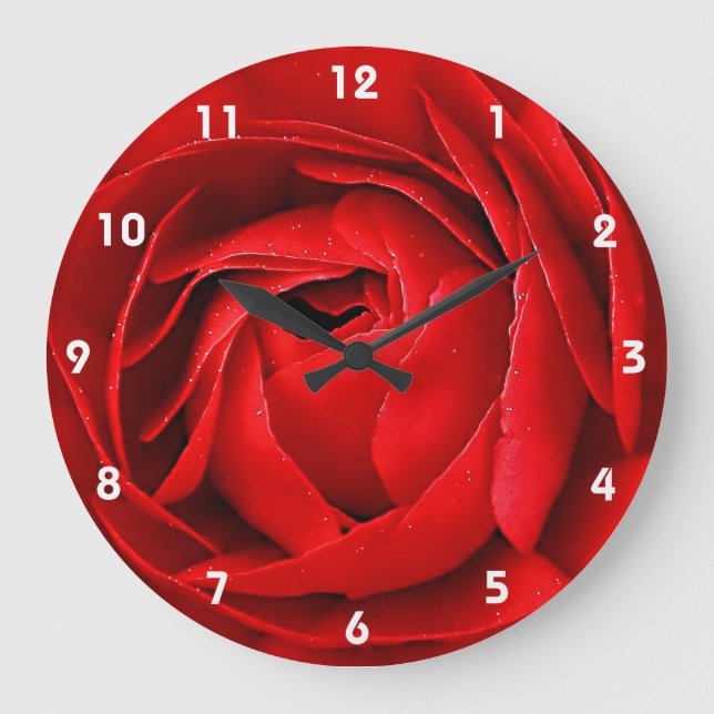 ROTE ROSE 2 GROßE WANDUHR (Vorderseite)