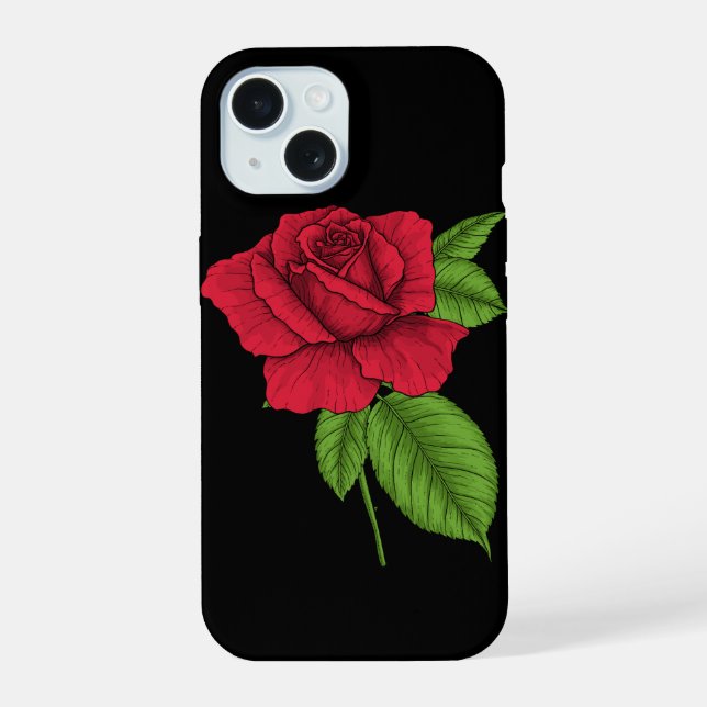 ROTE ROSE 2 iPhone 15 HÜLLE (Rückseite)