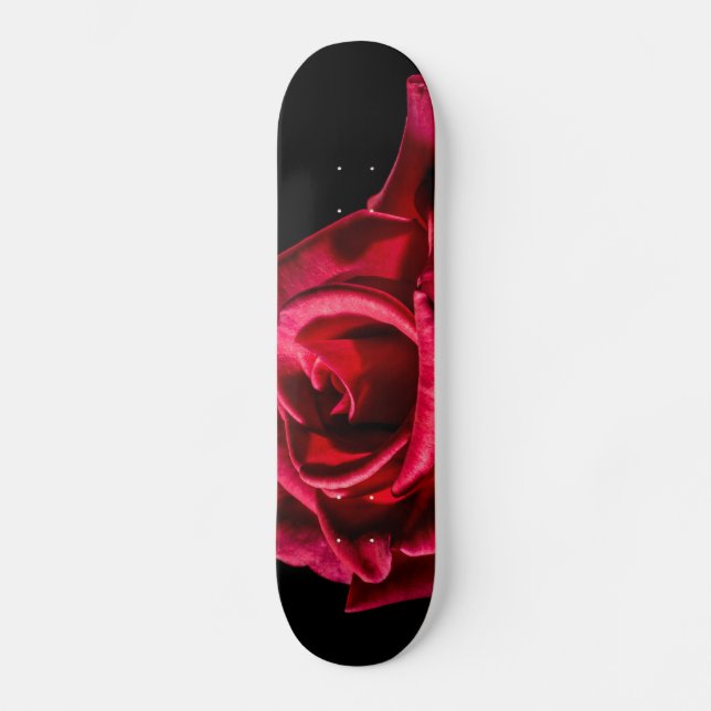 Rote Rose-320869 rote Rose ROMANTISCHE LIEBE BLACK Skateboard (Vorderseite)