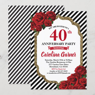 Rote Rose 40 Jubiläum Party Einladung Hochzeit